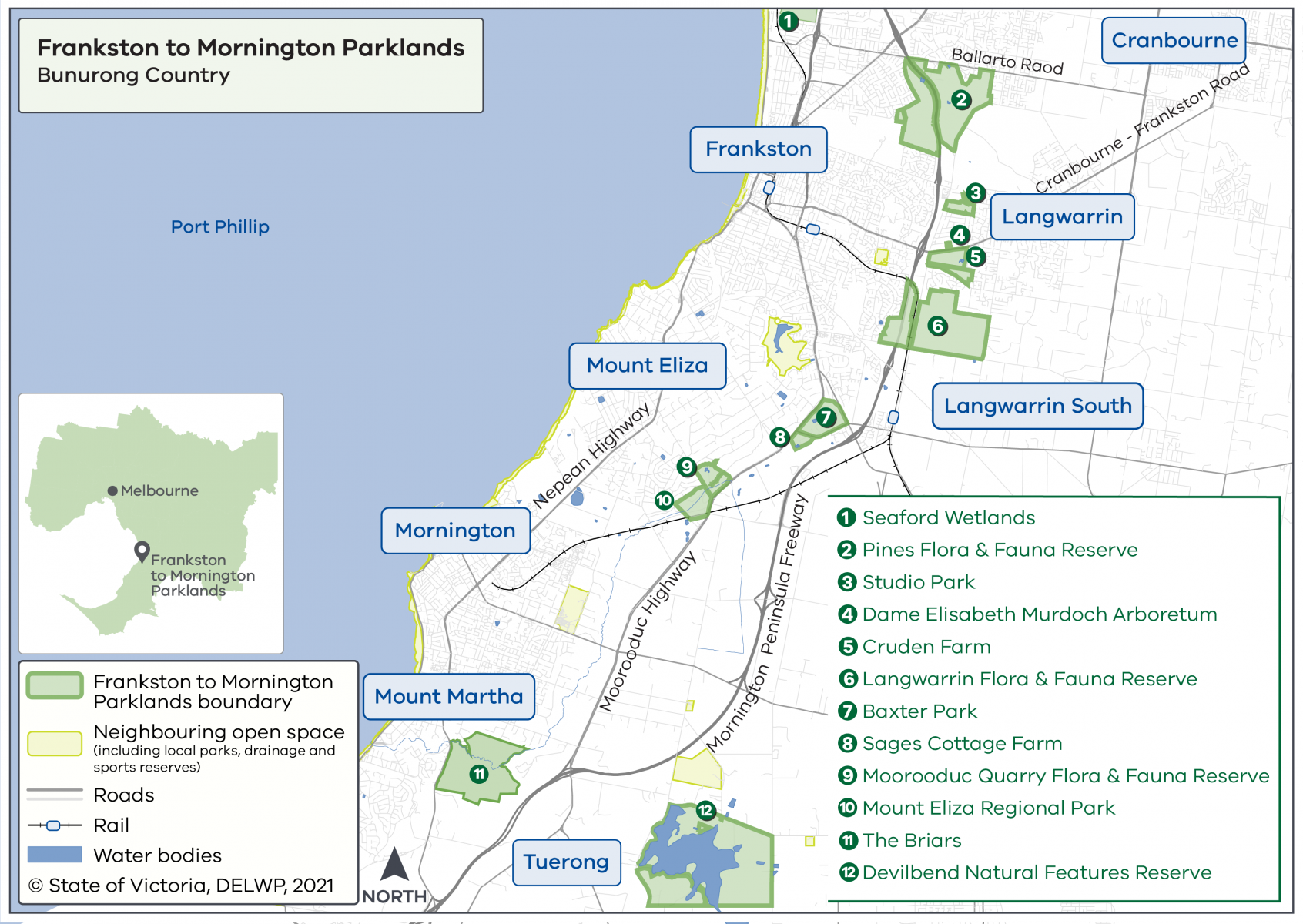 Frankston to Mornington Parklands Map