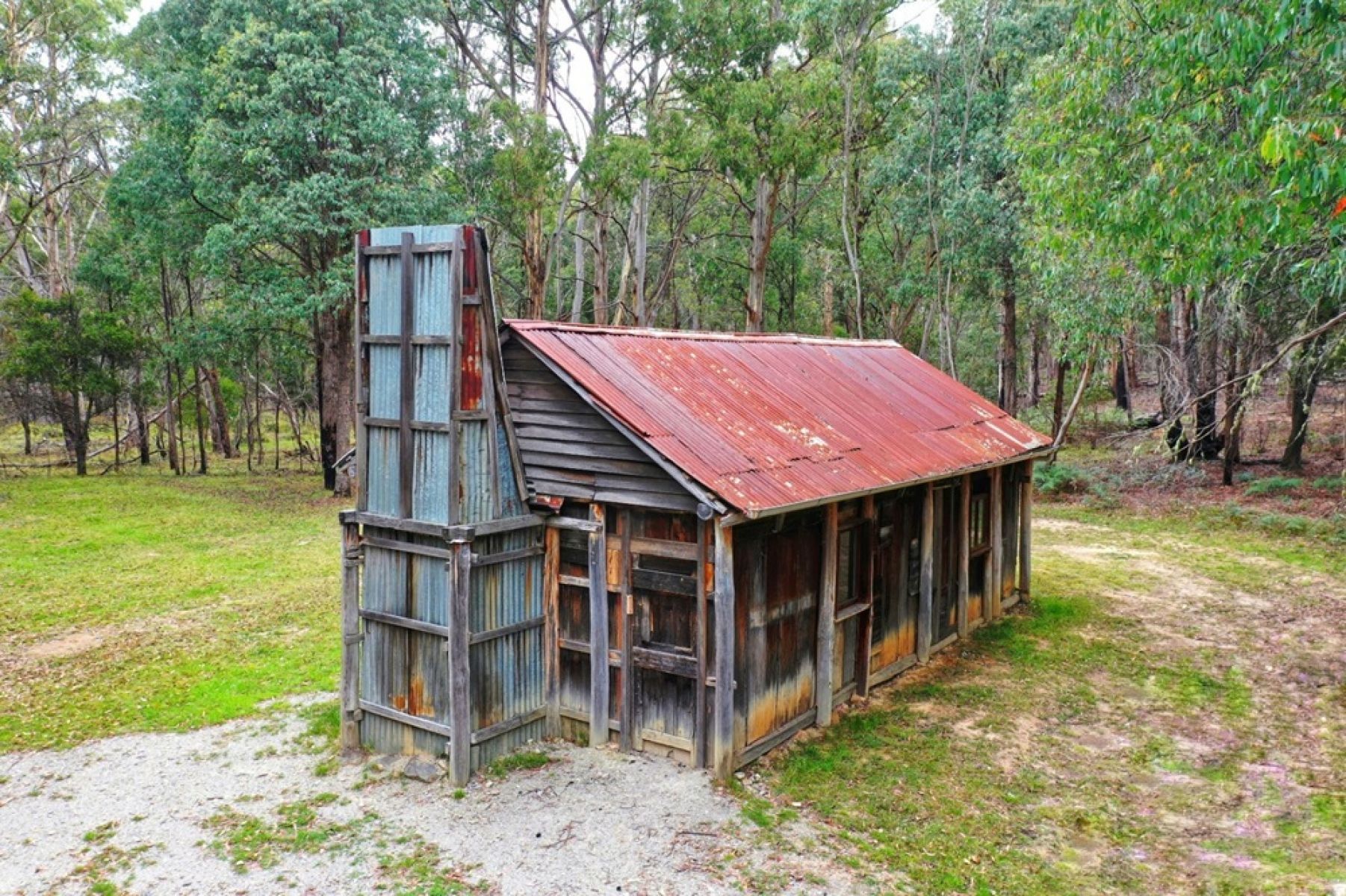 An historic hut in the forest. 