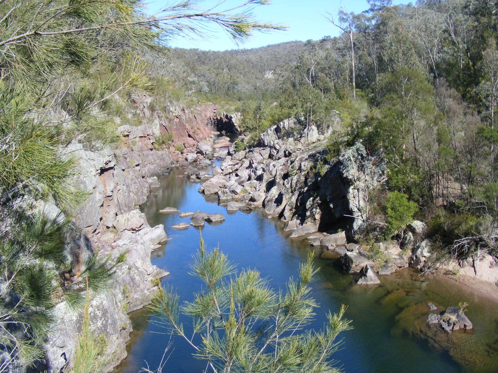 A view of the Channel Gorge with casuarina trees on either side