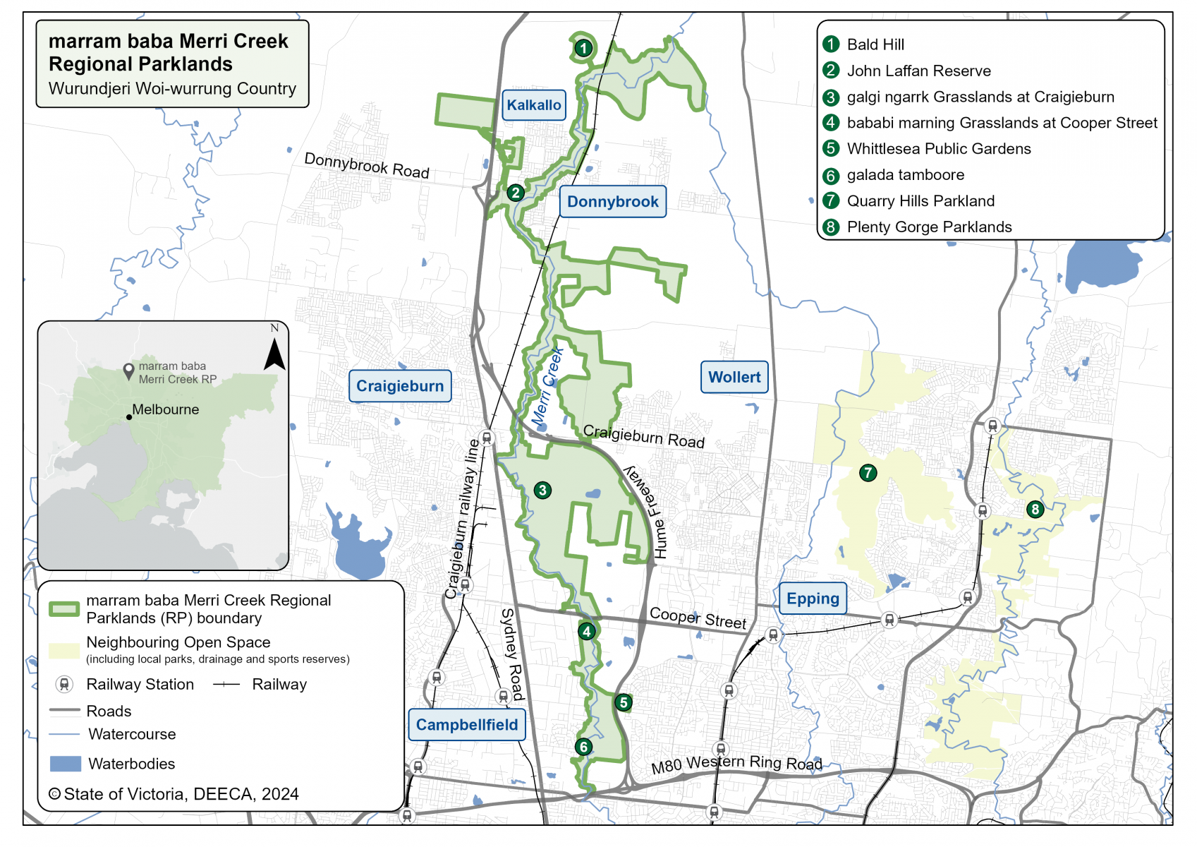 Map of marram baba Merri Creek Regional Parklands Map