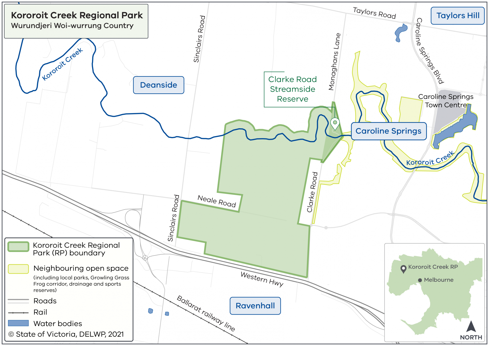 Map of location of Kororoit Creek Regional park.