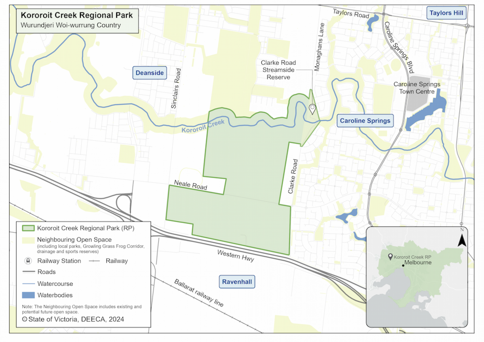 Map of location of Kororoit Creek Regional park.