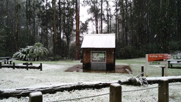 View of Starlings Gap Campground under a blanket of snow