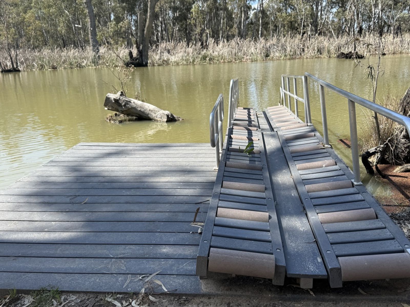 View of all abiliities canoe launcher showing access and structure to get onto water