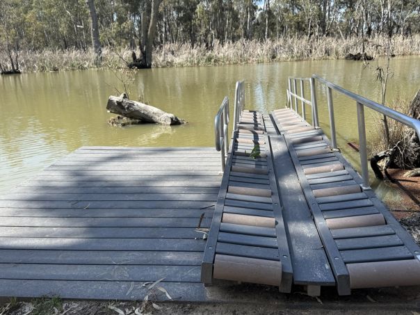 View of all abiliities canoe launcher showing access and structure to get onto water